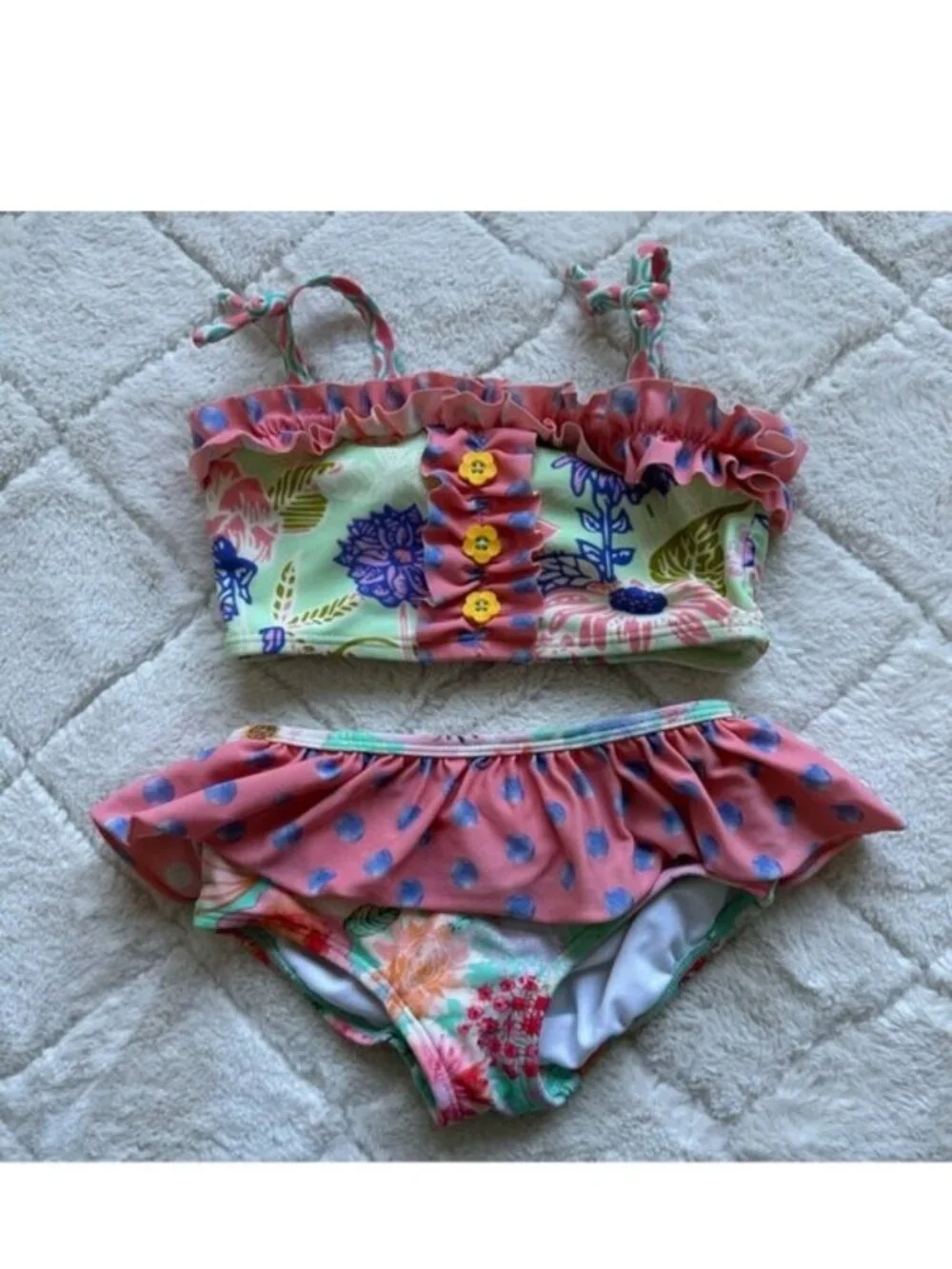 Matilda Jane | Aqua & Pink Floral Cannonball & Seashells Bikini Set | Size 4